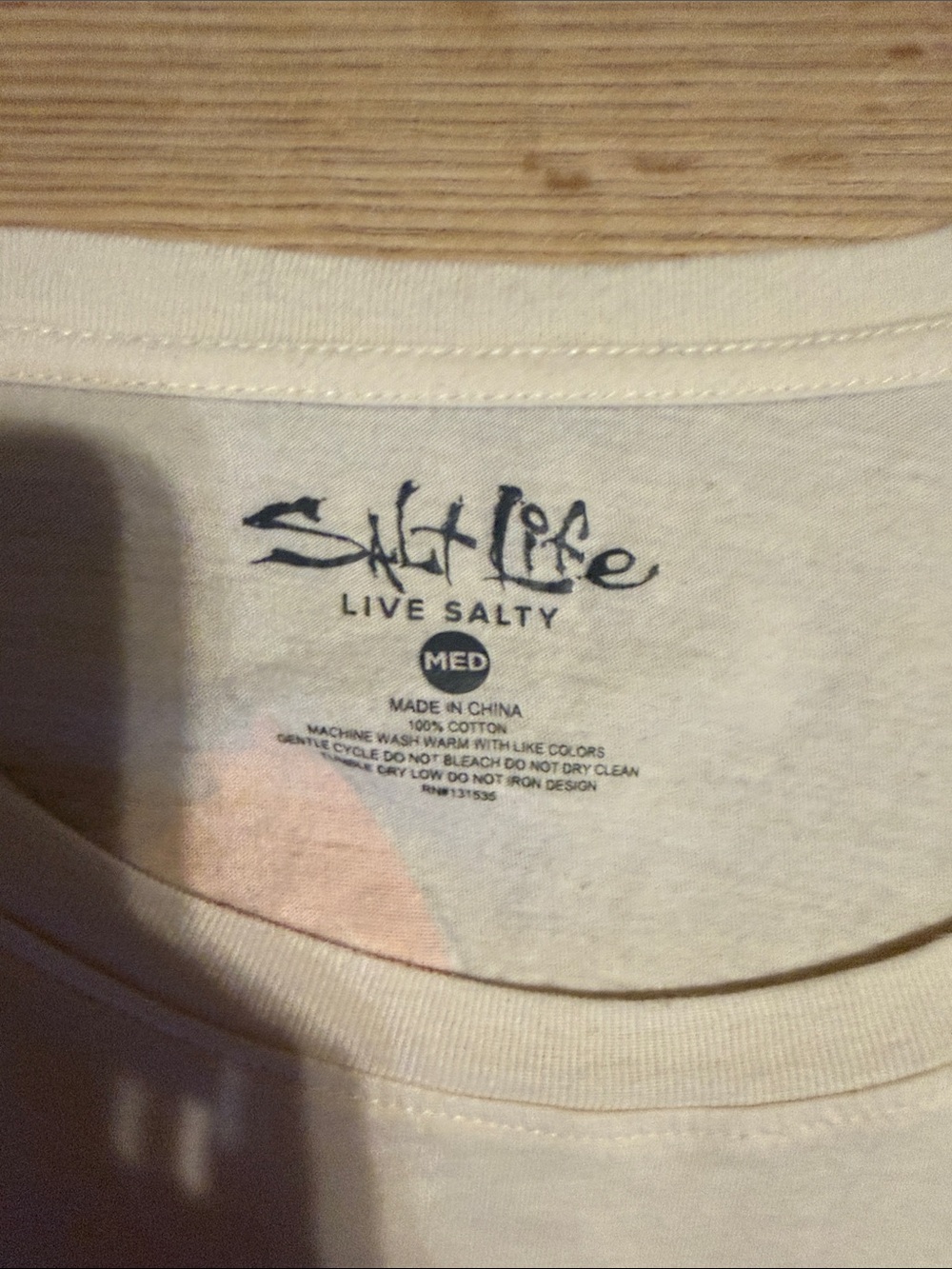Salt Life Cream Long-Sleeve Scoop Neck Tee with Purple Logo - Picture 2 of 3